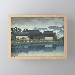 Hasui Kawase, Rainy Yasuniwa, Nagano Prefecture - Vintage Japanese Woodblock Print Art Framed Mini Art Print