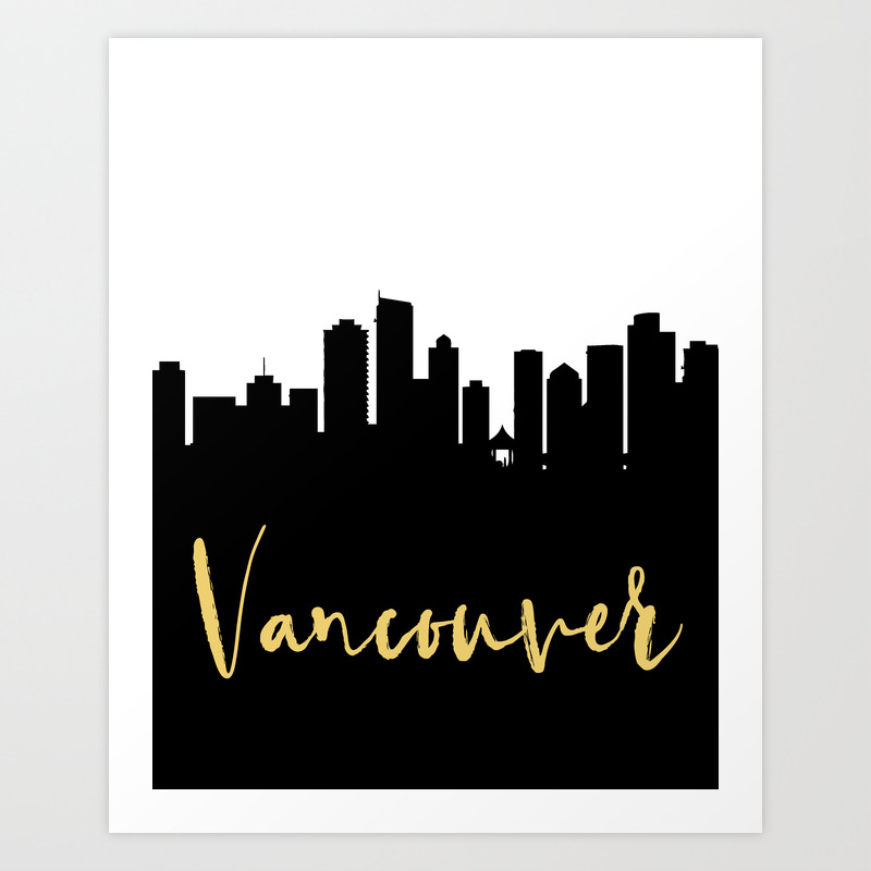 Vancouver Canada Designer Silhouette Skyline Art Art Print By