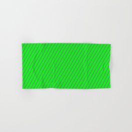 [ Thumbnail: Slate Gray and Lime Colored Striped Pattern Hand & Bath Towel ]