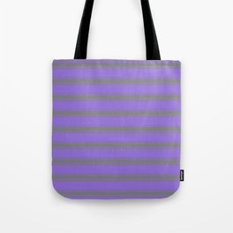 [ Thumbnail: Purple & Grey Colored Lined Pattern Tote Bag ]