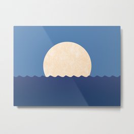 Moonrise Night Sky - Horizon Metal Print | Nature, Painting, Moonrise, Souvenir, Moon, Seascape, Night, Nostalgia, Light, Abstract 