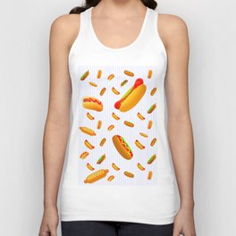 Hot Dog Pattern With Pinstripes Tank Top