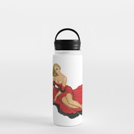 Sexy Blonde Pin Up With Red Dress Vintage Tango Spanish Water Bottle