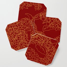 Floral 1 Hydrangea Red Coaster