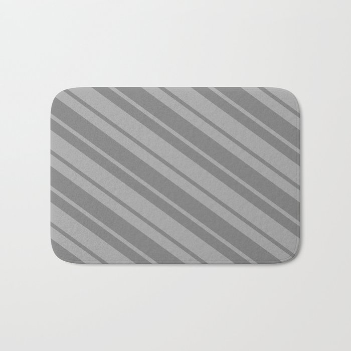 Grey & Dark Gray Colored Stripes/Lines Pattern Bath Mat