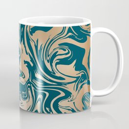 Teal and Copper Gold Marbled Mug