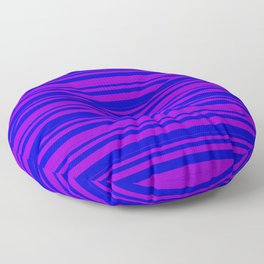 [ Thumbnail: Dark Violet and Blue Colored Lines Pattern Floor Pillow ]