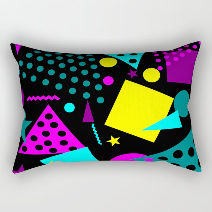 pattern 80s style retro vintage with black backgound Rectangular Pillow