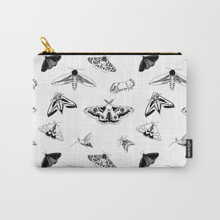 British Moths Monochrome Pattern Carry-All Pouch