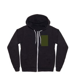 Solid Green Army Color Zip Hoodie