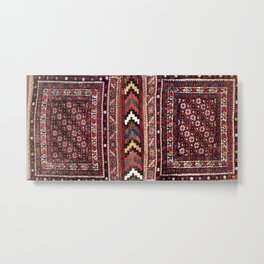 Afshar Khorjin Kerman South Persian Double Bag Print Metal Print | Ethnic, Antique, Rug, Bohochic, Graphicdesign, Khorjin, Geometric, Kerman, Pattern, Doublebag 