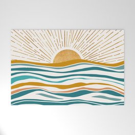 The Sun and The Sea - Gold and Teal Welcome Mat