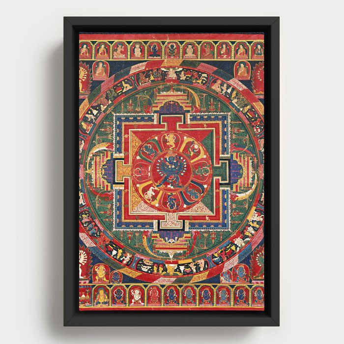 Tibetan Buddhist Shri Hevajra Mandala Framed Canvas