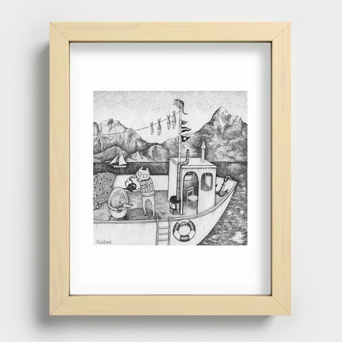 Fox on Fishing-boat Recessed Framed Print