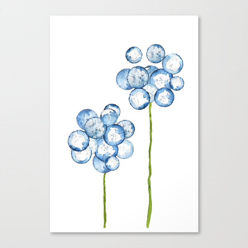 2 Abstract Indigo Dandelions Canvas Print By Colorandcolor Society6