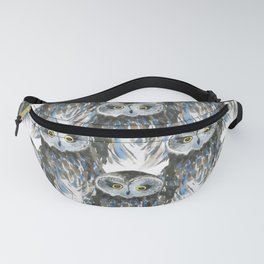 Seamless watercolor pattern with big owl Fanny Pack