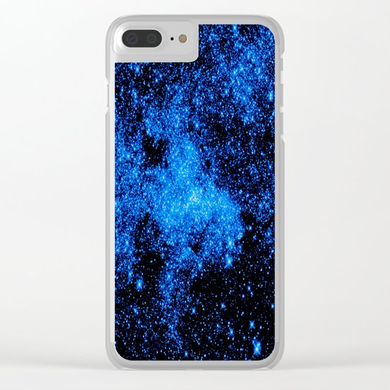 gALAXy Midnight Blue Stars Clear iPhone Case