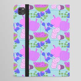 Retro Modern Spring Garden Salad Pink And Purple iPad Folio Case