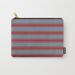 [ Thumbnail: Light Slate Gray & Brown Colored Pattern of Stripes Carry-All Pouch ]