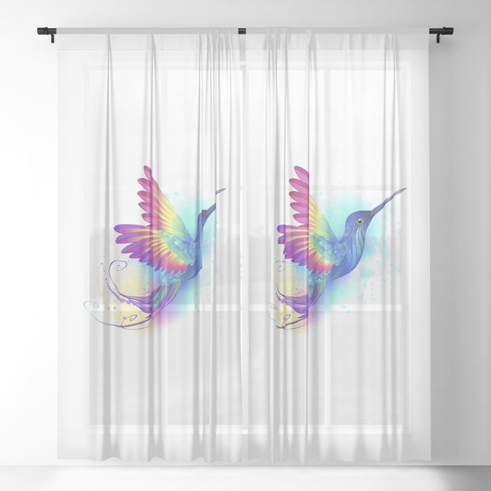 Exotic Rainbow Hummingbird Sheer Curtain