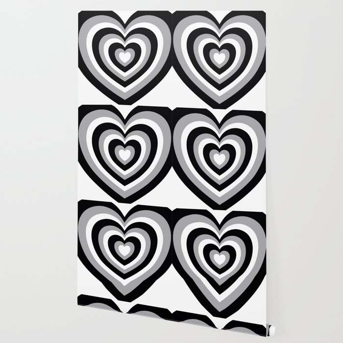 heart pattern wallpaper black and white