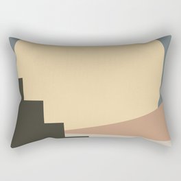 Abstract contemporary background, geometric shapes, sun, mountains. Aesthetic boho wall décor concept. Rectangular Pillow
