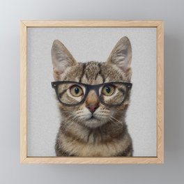 Geek cat Framed Mini Art Print