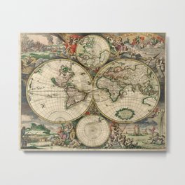 1689 Map of the World by Gerard van Schagen Metal Print