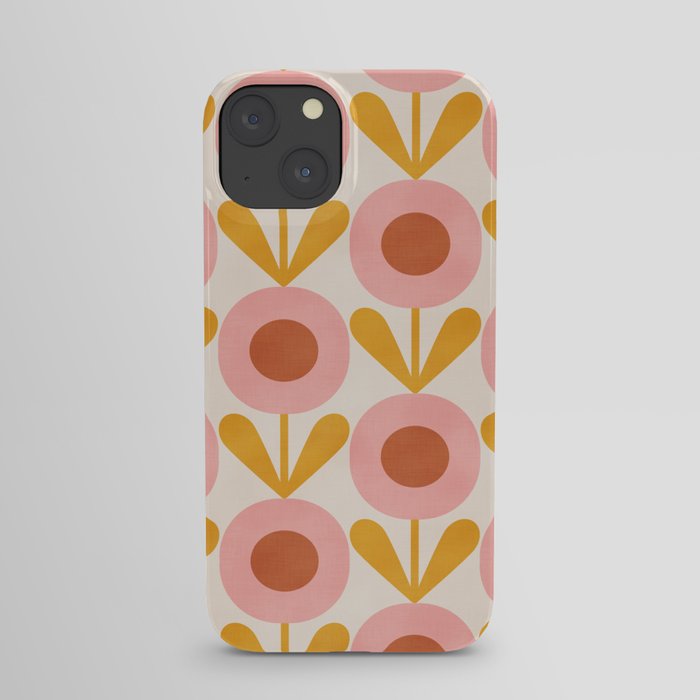 Joyful Retro Flowers Blush Pink Gold iPhone Case