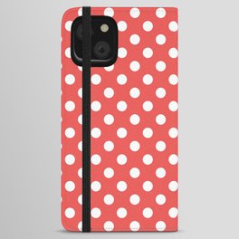Red And White Pois Polka Dots Pattern iPhone Wallet Case
