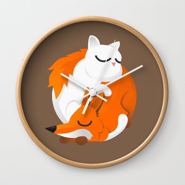 Fox and cat Wall Clock
