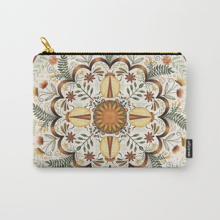 Beetle and Moth Mandala Tan Carry-All Pouch