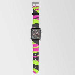 Neon Green Pink Black Wavy Pattern Apple Watch Band