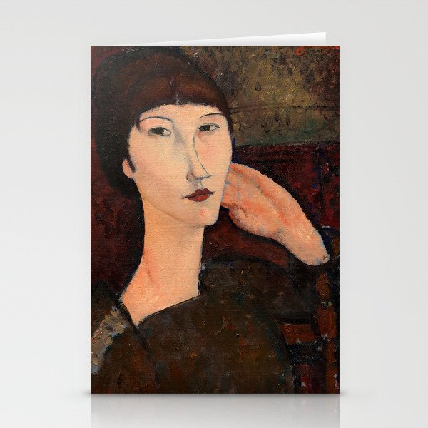 Adrienne, Woman with Bangs, 1917 by Amedeo Modigliani Stationery Cards