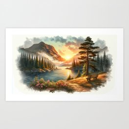 Misty Mountain Lake 2 Art Print