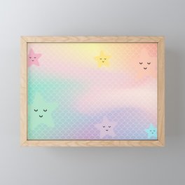Relaxed Pastel Star Fish Rainbow Mermaid Background Framed Mini Art Print