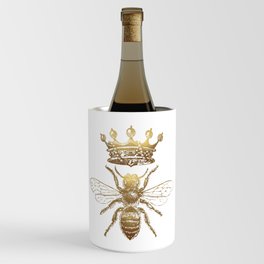 Queen Bee | Vintage Bee with Crown | Gold and White | Wine Chiller