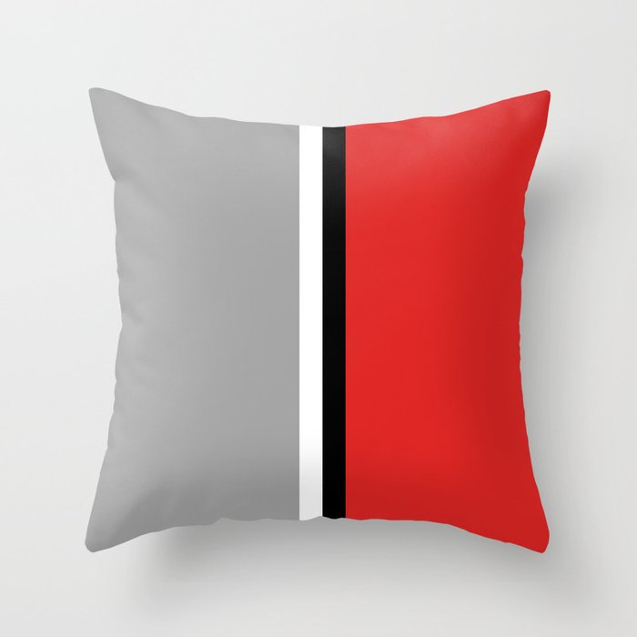 Two color and black&white. Gray and red Throw Pillow