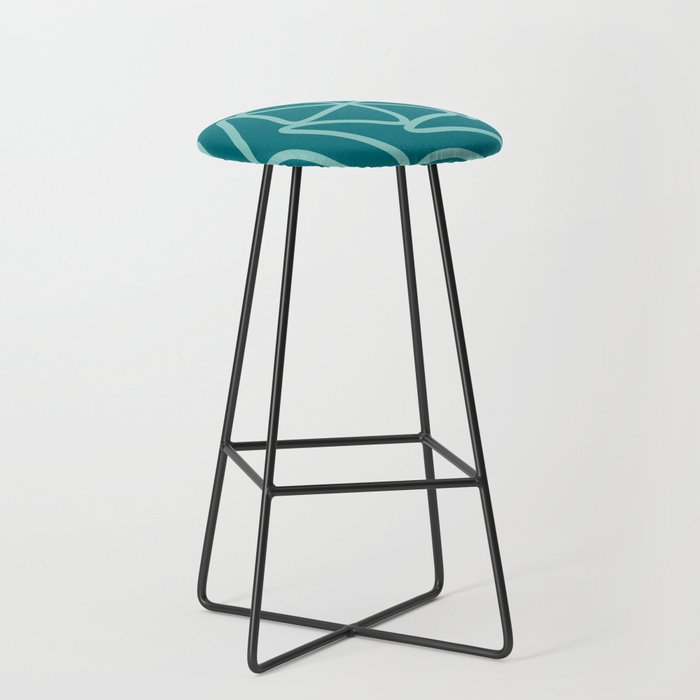 Abstract Mid Century lines pattern -  Blue Bar Stool