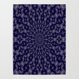 Radial Pattern In Blue and Pale Peach Poster