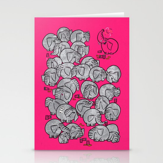 Elephants Never Forget to Party - PINK Stationery Cards
