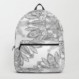Silver Mandala Backpack | Artlovepassion, Ornamental, Floral, Mandala, Meditation, Drawing, Zen, Symmetric, Pattern, Christmas 