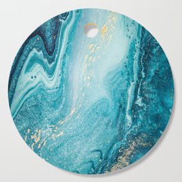 Azure, teal, aqua and gold marble texture Cutting Board