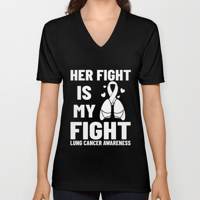 Lung Cancer Ribbon White Awareness Survivor V Neck T Shirt