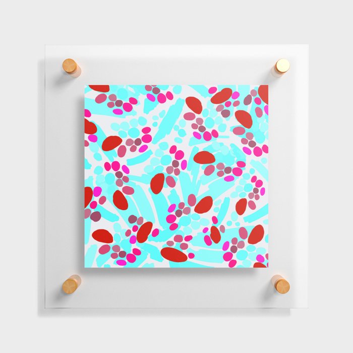 Slashes and Shapes Abstract Turquoise and Pink Floating Acrylic Print