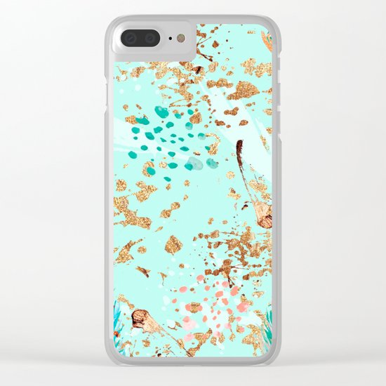 Feather peacock peach mint #7 Clear iPhone Case