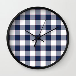 Blue Farmhouse Style Gingham Check Wall Clock