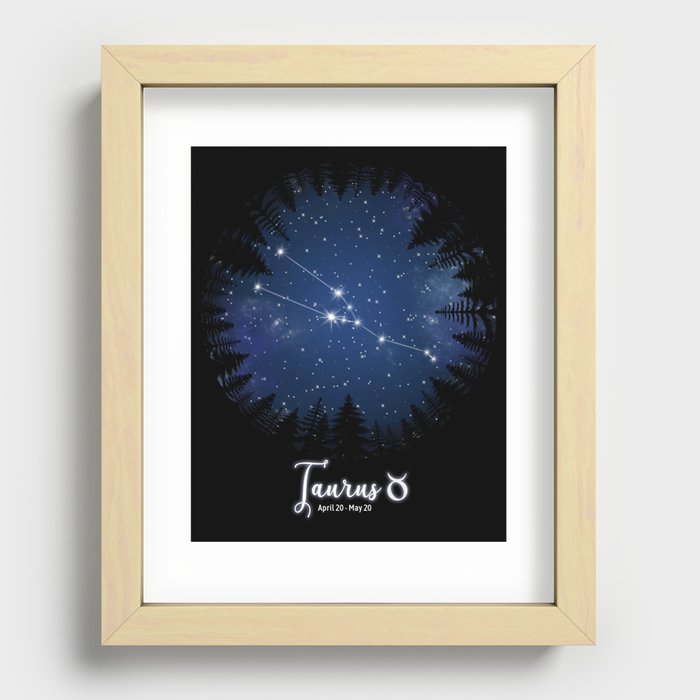 Zodiac Constellation - Taurus with trees Recessed Framed Print