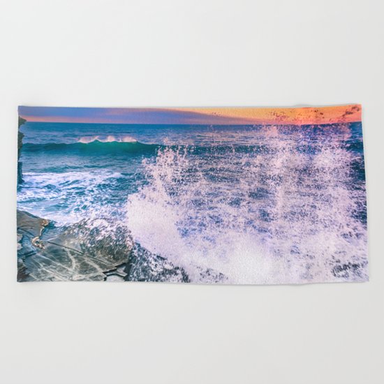 Surf Atlantic Rocky Coast Beach Towel