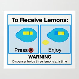 Lemon Dispenser Art Print | Funny, Game, Graphicdesign 